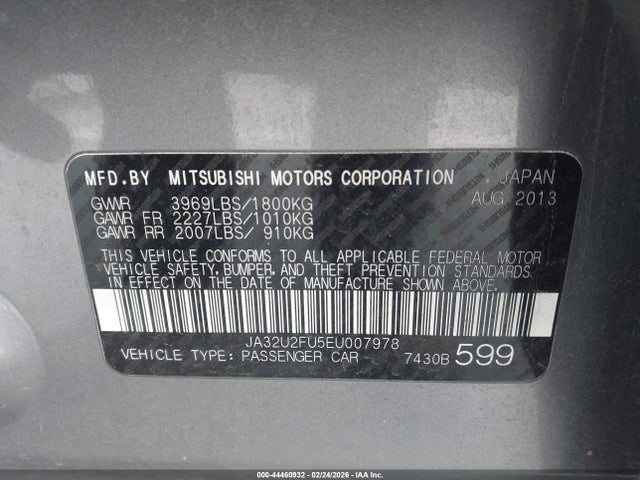 2014 MITSUBISHI LANCER JA32U2FU5EU007978 Photo 8