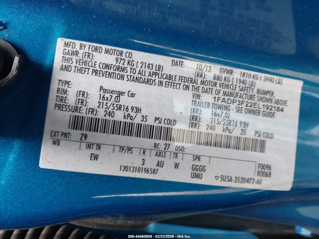 1FADP3F22EL192184 Ford FOCUS SE