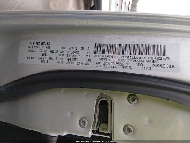 44460972 :رقم المزاد ، 1C6RR7GT4GS285216 vin ، 2016 Ram 1500 Big Horn مزاد بيع