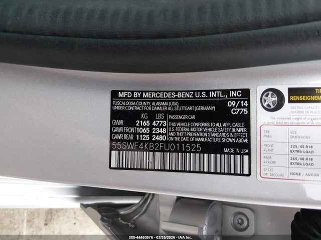 Aukcja sprzedaży 2015 Mercedes-benz C 300 Sport 4matic, vin: 55SWF4KB2FU011525, numer aukcji: 44460976