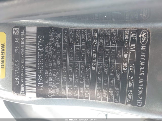 SALCP2BG6GH545171 Land Rover Discovery Sport Se