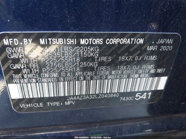 2020 MITSUBISHI OUTLANDER JA4AZ3A32LZ040840 Photo 8
