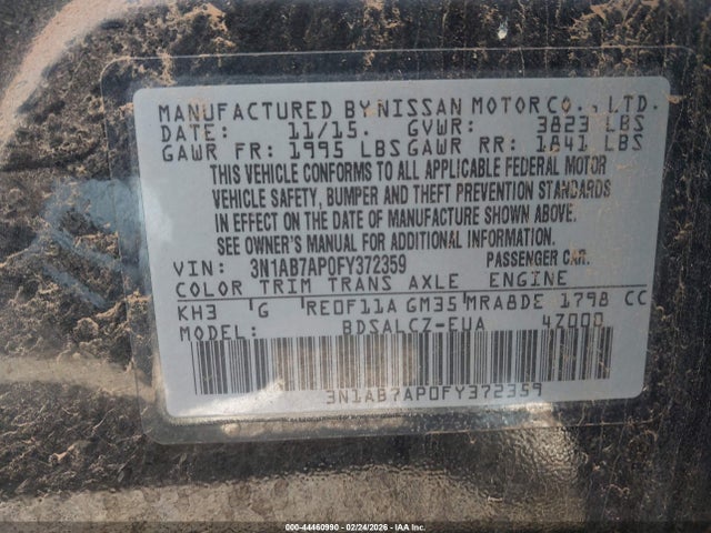 3N1AB7AP0FY372359 Nissan SENTRA S