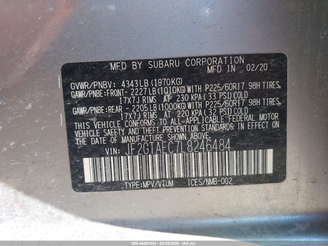 2020 SUBARU CROSSTREK JF2GTAEC7L8246484 Photo 8
