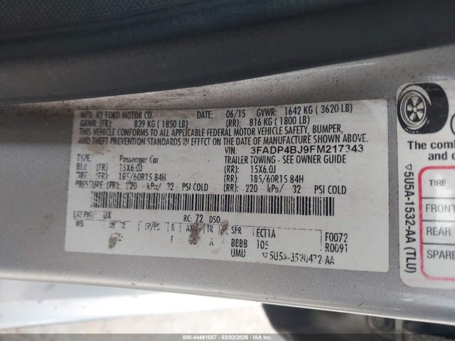 3FADP4BJ9FM217343 Ford FIESTA SE
