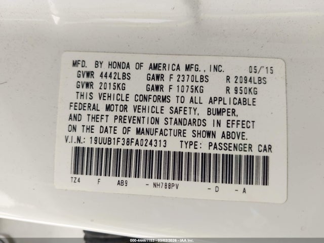 Продаж на аукціоні авто 2015 Acura Tlx, vin: 19UUB1F38FA024313, номер лоту: 44461153