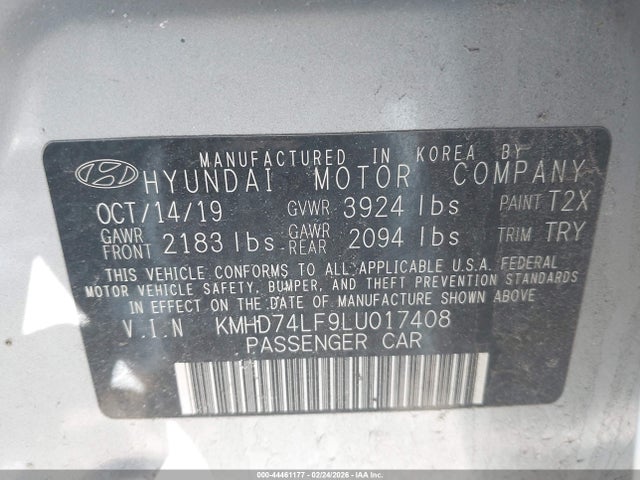 Aukcja sprzedaży 2020 Hyundai Elantra Se, vin: KMHD74LF9LU017408, numer aukcji: 44461177