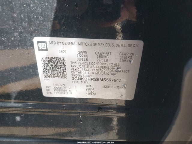 Продаж на аукціоні авто 2021 Chevrolet Blazer Awd 2lt, vin: 3GNKBHRS6MS567647, номер лоту: 44461227