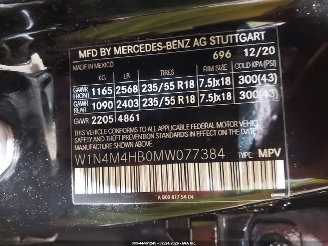 Продаж на аукціоні авто 2021 Mercedes-benz Glb 250 4matic, vin: W1N4M4HB0MW077384, номер лоту: 44461245
