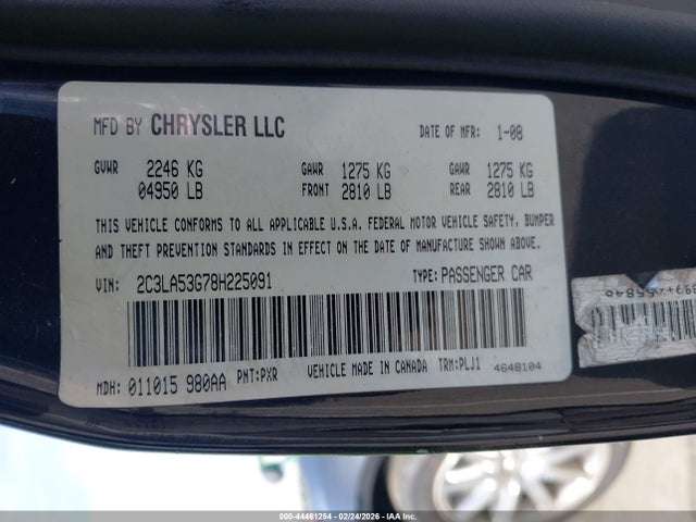 44461254 :رقم المزاد ، 2C3LA53G78H225091 vin ، 2008 Chrysler 300 Touring مزاد بيع
