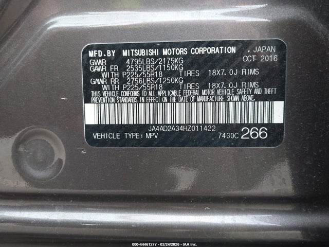 Продажа на аукционе авто 2017 Mitsubishi Outlander Es, vin: JA4AD2A34HZ011422, номер лота: 44461277