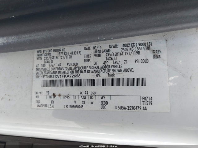 1FTNR3XV1FKA72658 Ford Transit-250