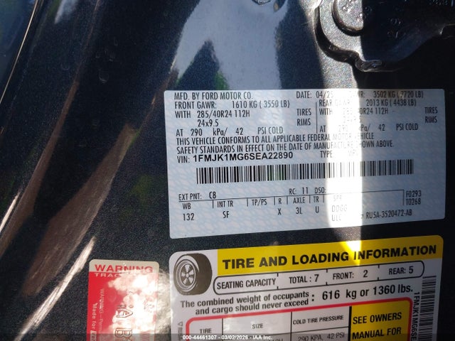 1FMJK1MG6SEA22890 Ford Expedition Platinum Max