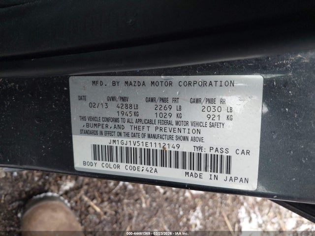 44461369 :رقم المزاد ، JM1GJ1V51E1112149 vin ، 2014 Mazda Mazda6 I Touring مزاد بيع