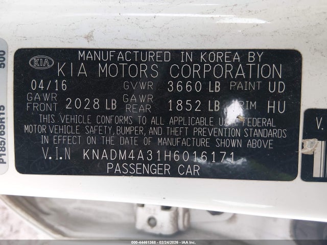 KIA RIO LX 2017 KNADM4A31H6016171 Image 9