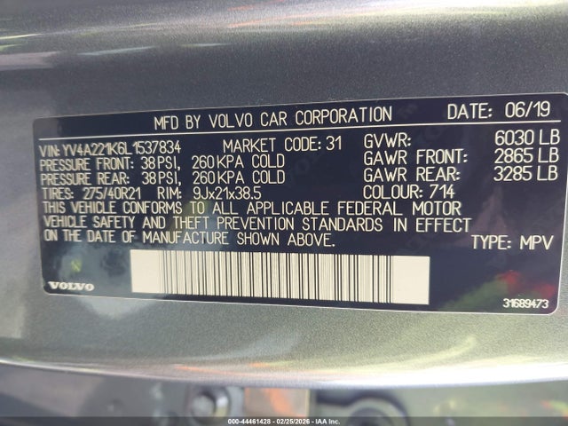 YV4A221K6L1537834 Volvo Xc90 T6 Momentum 6 Passenger