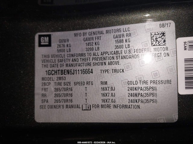 Chevrolet Colorado Wt 2018 1GCHTBEN6J1116664 Image 9