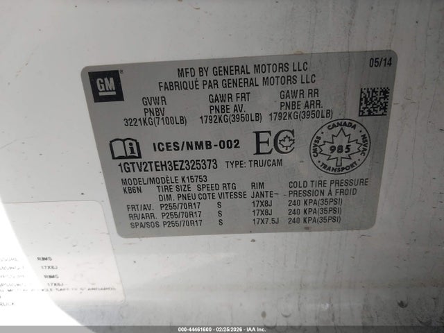 1GTV2TEH3EZ325373 GMC SIERRA 1500
