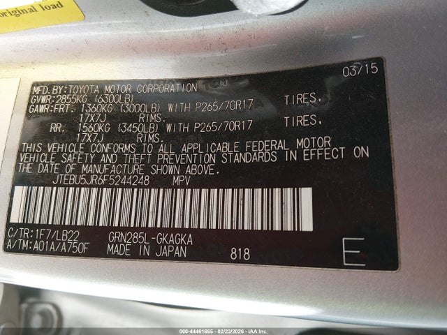 Toyota 4runner Sr5 Premium 2015 JTEBU5JR6F5244248 Image 9