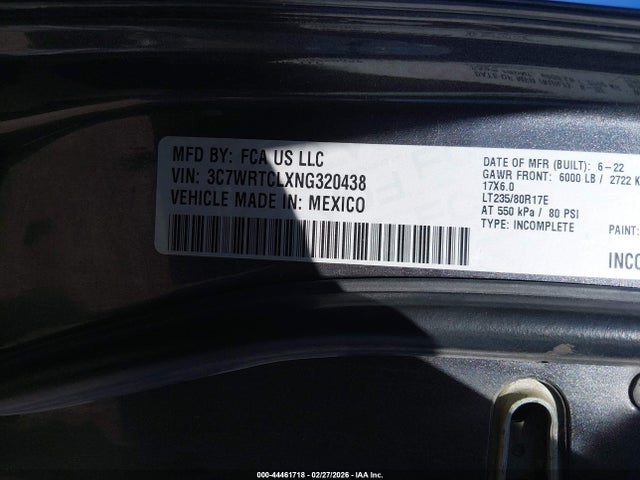 Продаж на аукціоні авто 2022 Ram 3500 Chassis Tradesman/slt/laramie/limited, vin: 3C7WRTCLXNG320438, номер лоту: 44461718