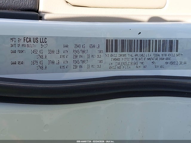 2018 Jeep Grand Cherokee Laredo E 4x2 მანქანა იყიდება აუქციონზე, vin: 1C4RJEAG5JC181643, აუქციონის ნომერი: 44461724