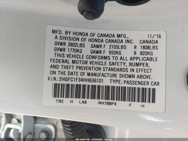 2HGFC1F34HH636101 Honda Civic Ex-t