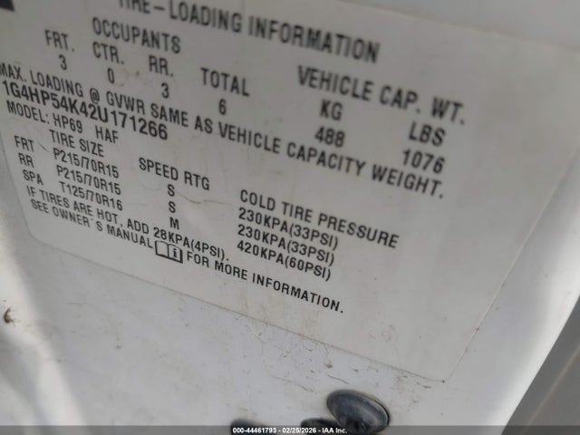 Aukcja sprzedaży 2002 Buick Lesabre Custom, vin: 1G4HP54K42U171266, numer aukcji: 44461793