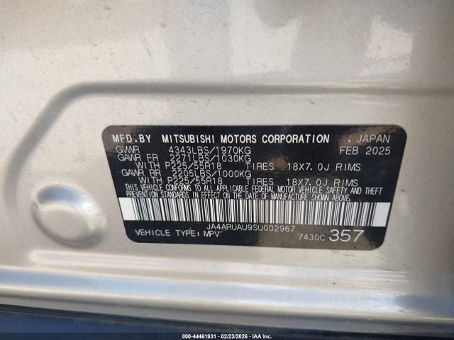 2025 MITSUBISHI OUTLANDER SPORT JA4ARUAU9SU002967 Photo 8