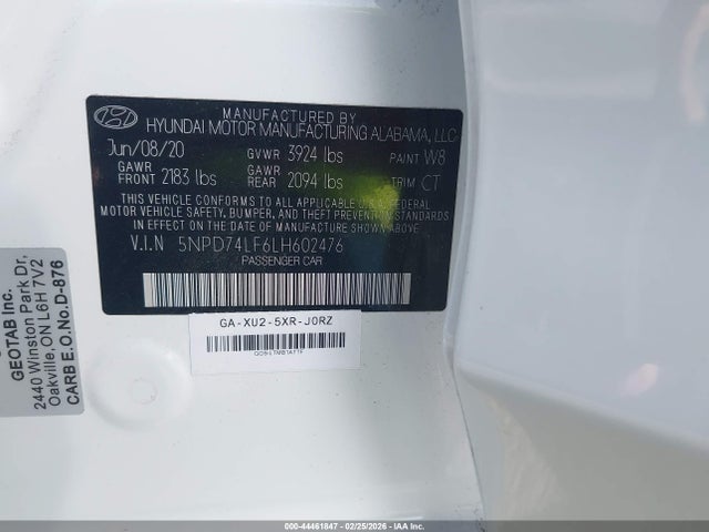 5NPD74LF6LH602476 Hyundai ELANTRA SE