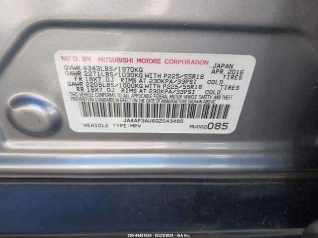 2016 MITSUBISHI OUTLANDER SPORT JA4AP3AU6GZ043485 Photo 8