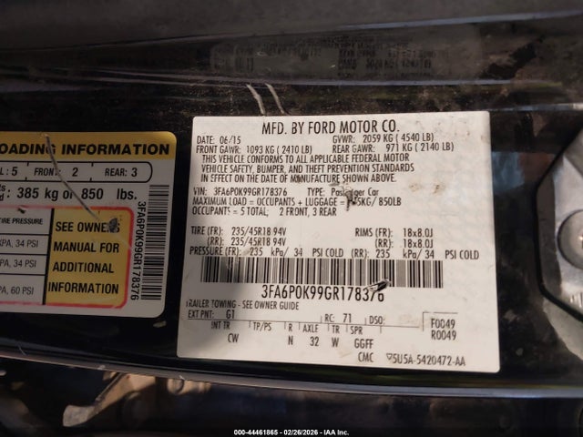 Ford Fusion Titanium 2016 3FA6P0K99GR178376 Image 9