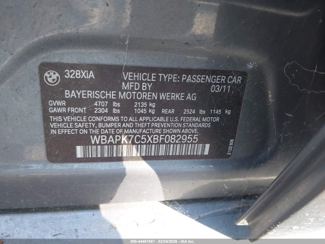 2011 BMW 328I WBAPK7C5XBF082955 Photo 8