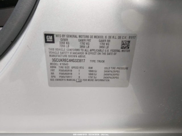 Aukcja sprzedaży 2017 Chevrolet Silverado 1500 2lt, vin: 3GCUKREC4HG323817, numer aukcji: 44461919