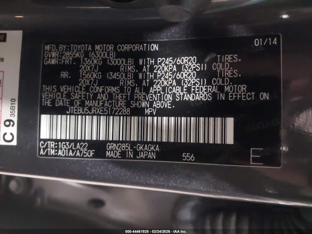 JTEBU5JRXE5172288 Toyota 4runner Limited