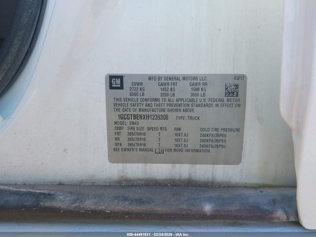 1GCGTBENXH1239308 Chevrolet Colorado Wt