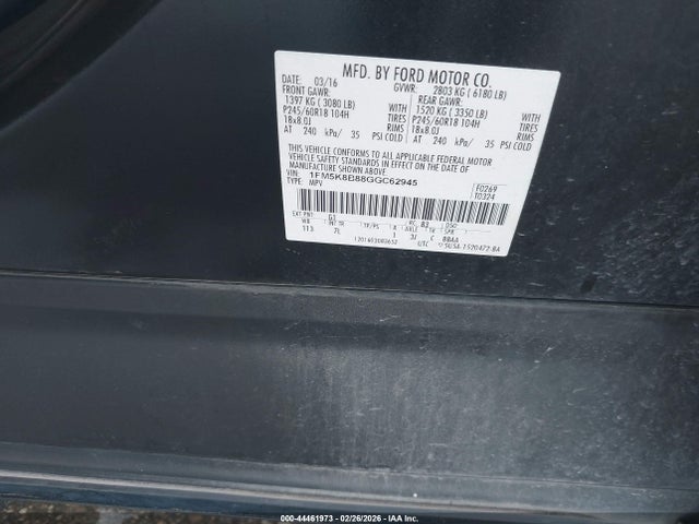 1FM5K8B88GGC62945 Ford Explorer