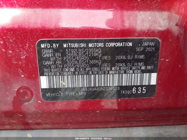 2022 MITSUBISHI OUTLANDER JA4J4VA82NZ036523 Photo 8