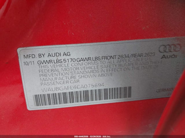 2012 AUDI S4 WAUBGAFL4CA075694 Photo 8