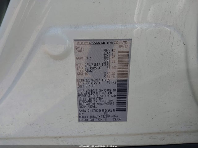 5N1AT2MT7HC896928 Nissan ROGUE SV