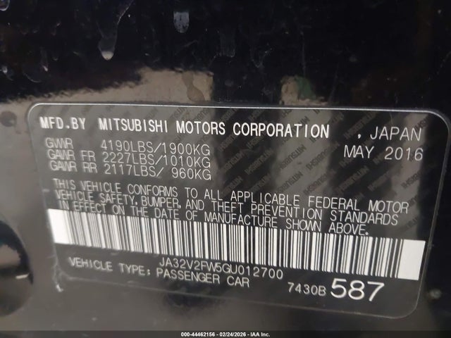 2016 MITSUBISHI LANCER JA32V2FW5GU012700 Photo 8