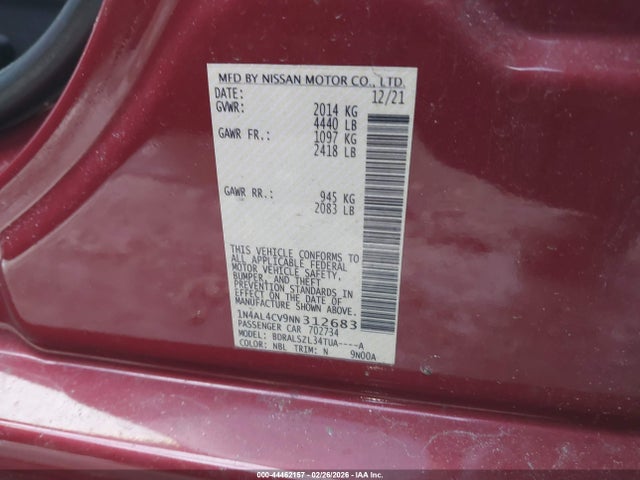 1N4AL4CV9NN312683 Nissan Altima Sr Vc-turbo Fwd