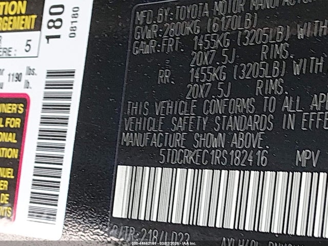 5TDCRKEC1RS182416 Toyota Sienna Xse
