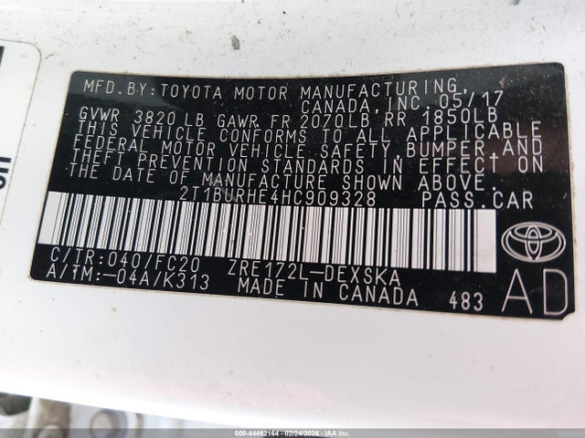 Aukcja sprzedaży 2017 Toyota Corolla Se, vin: 2T1BURHE4HC909328, numer aukcji: 44462164