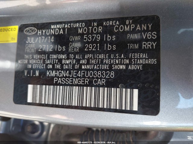 KMHGN4JE4FU038328 Hyundai Genesis 3.8