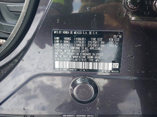 3CZRU6H70JM727843 Honda Hr-v Ex-l