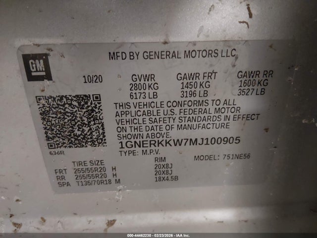 1GNERKKW7MJ100905 Chevrolet Traverse Fwd Premier