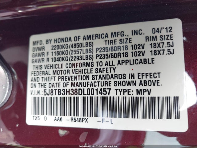 2013 ACURA RDX 5J8TB3H38DL001457 Photo 8