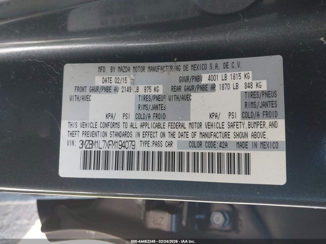 3MZBM1L7XFM194079 Mazda Mazda3 I Touring