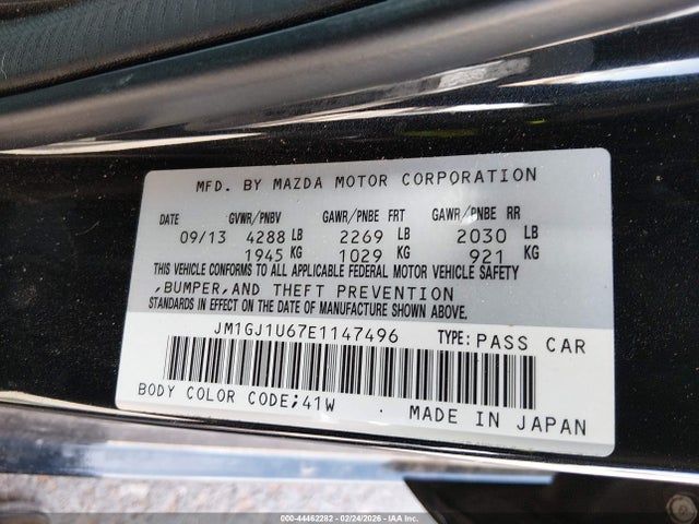 44462282 :رقم المزاد ، JM1GJ1U67E1147496 vin ، 2014 Mazda Mazda6 مزاد بيع