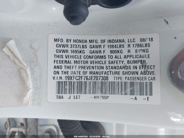 Honda CIVIC EX 2018 19XFC2F76JE207308 Image 9